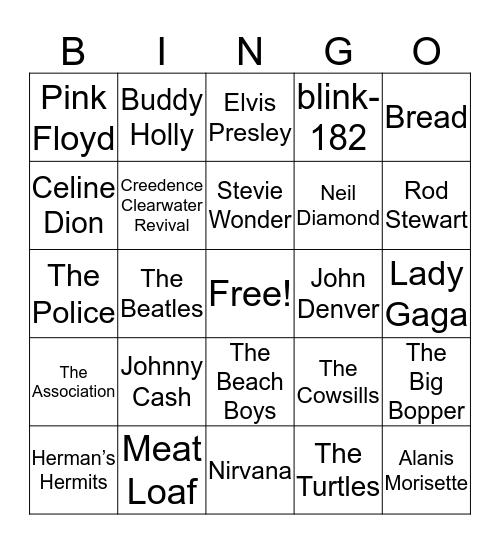 ARTISTS Bingo Card