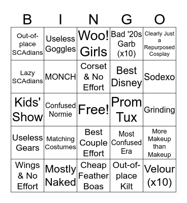 A Trip to the Salt Mines Bingo Card