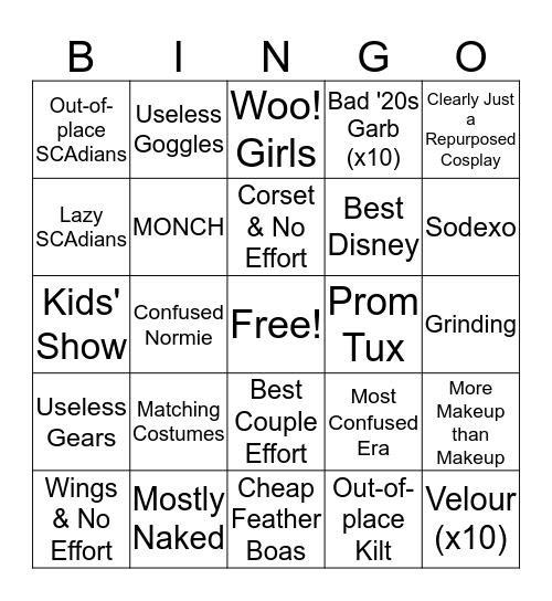 A Trip to the Salt Mines Bingo Card