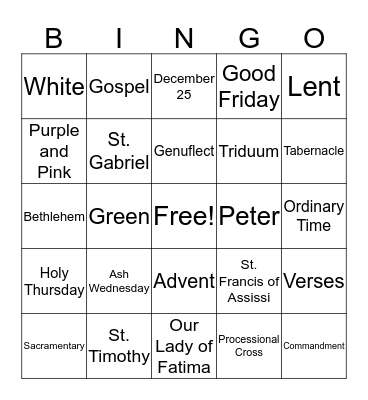 RE TURKEY BINGO Card