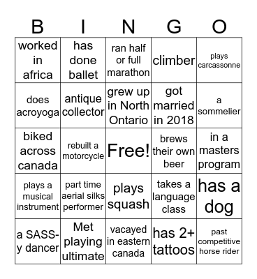 Engagement Bingo Card