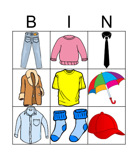 CLOTHES! Bingo Card