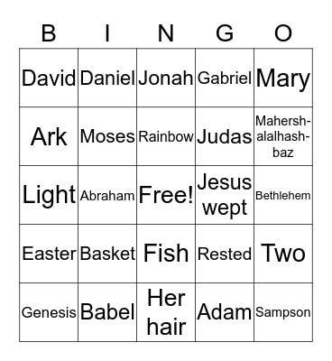 Bible Bingo Card