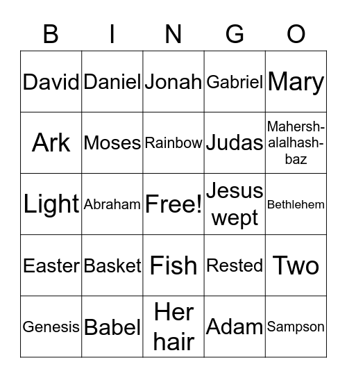 Bible Bingo Card