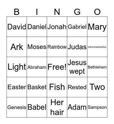 Bible Bingo Card