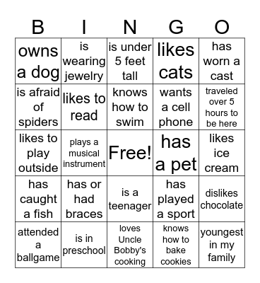 Cousins Make the Best Friends Bingo Card