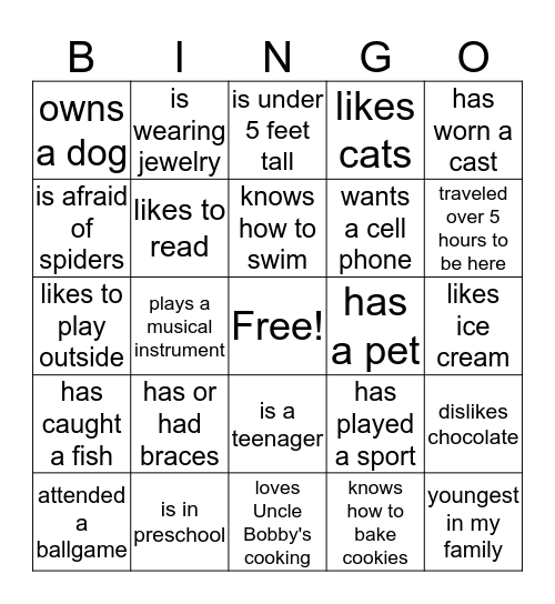 Cousins Make the Best Friends Bingo Card