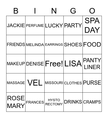VALARIE IS LEAVING US Bingo Card