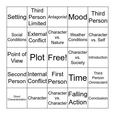 Elements of a Story: Part 1  Bingo Card