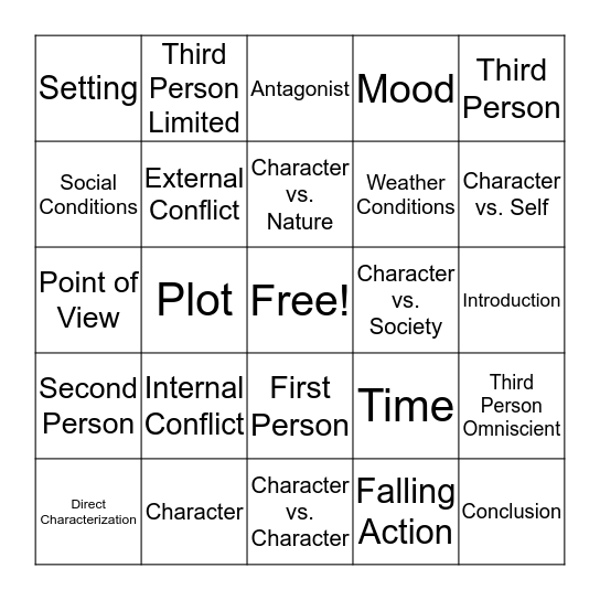 Elements of a Story: Part 1  Bingo Card