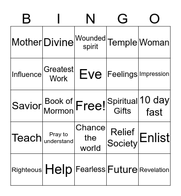 President Nelson - Sisters’ Participation in the Gathering of Israel Bingo Card