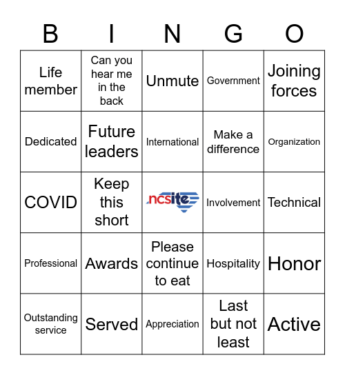 NCSITE Annual Meeting Lunch 2021 Bingo Card