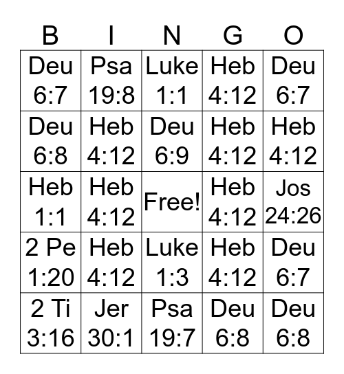 One Time 1a-1b Bingo Card