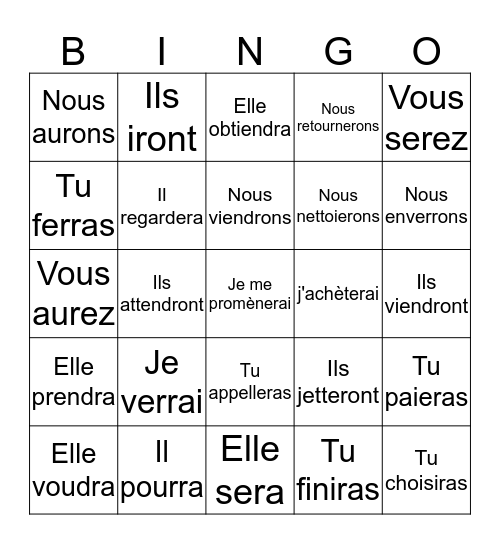 Fr 3 - irregular futures  Bingo Card