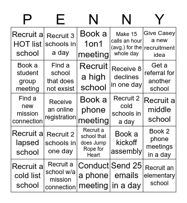 School And Youth Bingo Card