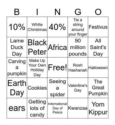 Holiday Trivia Bingo! Bingo Card