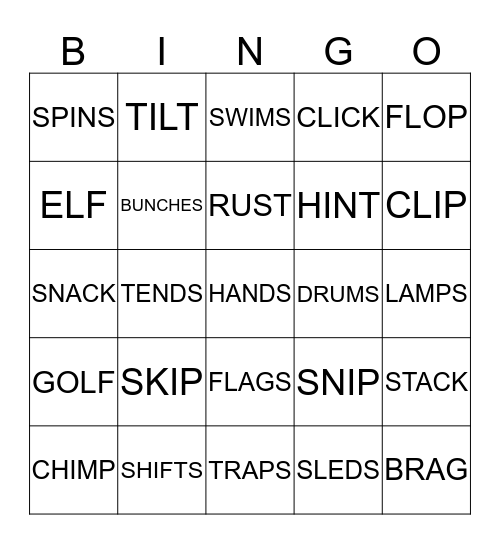 SIGHT WORD BINGO Card