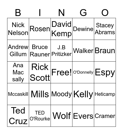 Election Day Bingo Card