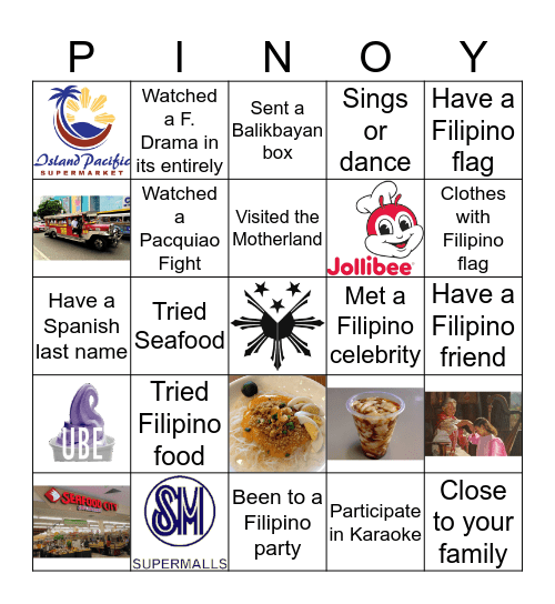 Filipino Bingo Card