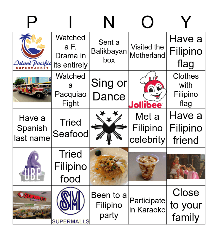 Filipino Bingo Card