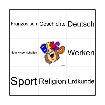 Schulfächer Bingo Card