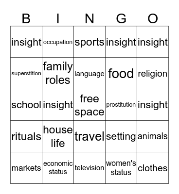 Sold Bingo Card