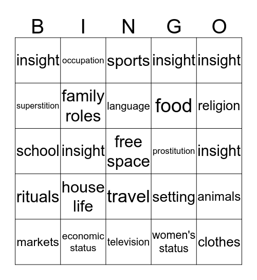 Sold Bingo Card