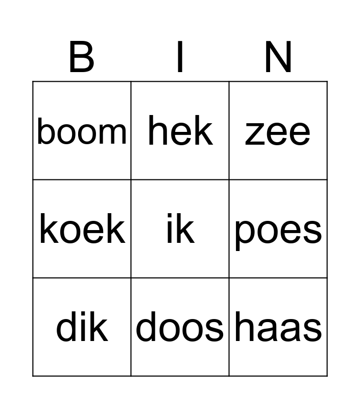 woordbingo Card