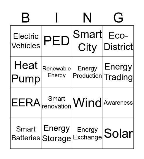 PEDs Bingo Card