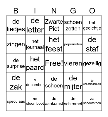 Sinterklaas Bingo Card
