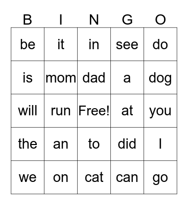 Popcorn Word Review (November) Bingo Card