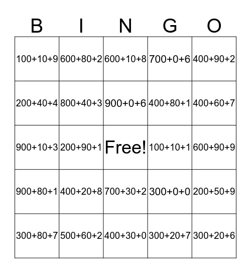 Expanded Form Bingo Card