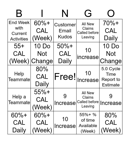 Team Swenson Bingo Card