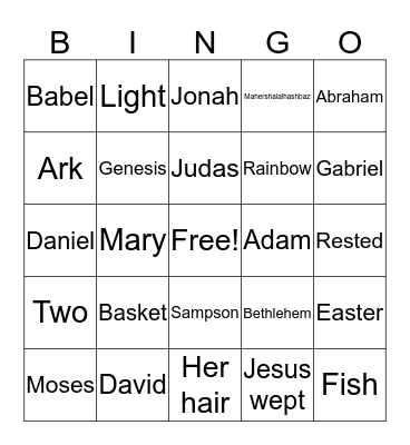 Bible Bingo Card