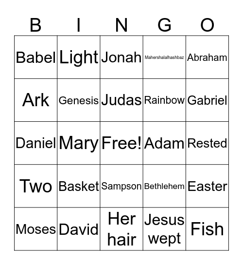 Bible Bingo Card