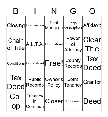 Title Bingo Card