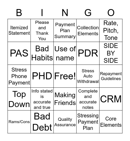 Collections Bingo Card