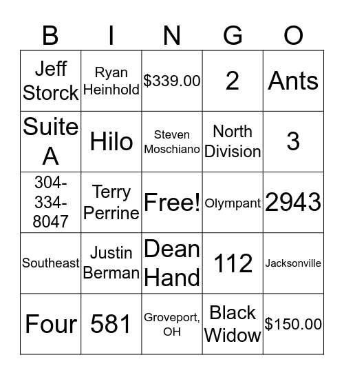 Trivingo Bingo Card