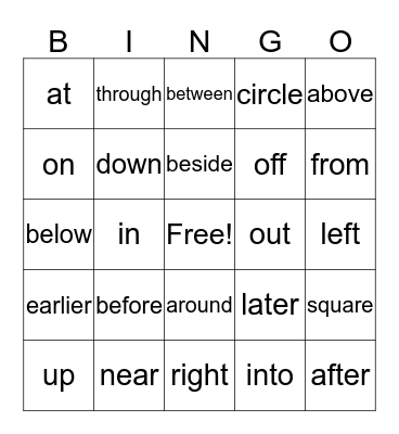 Sight Words  Bingo Card
