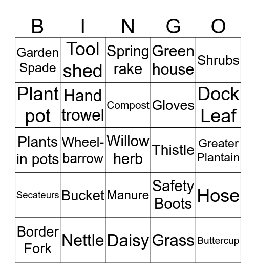 Weeds Bingo Card