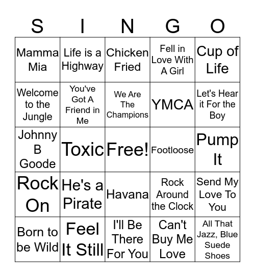 Singo Bingo Card