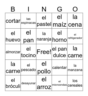 Vocab 6B Bingo Card