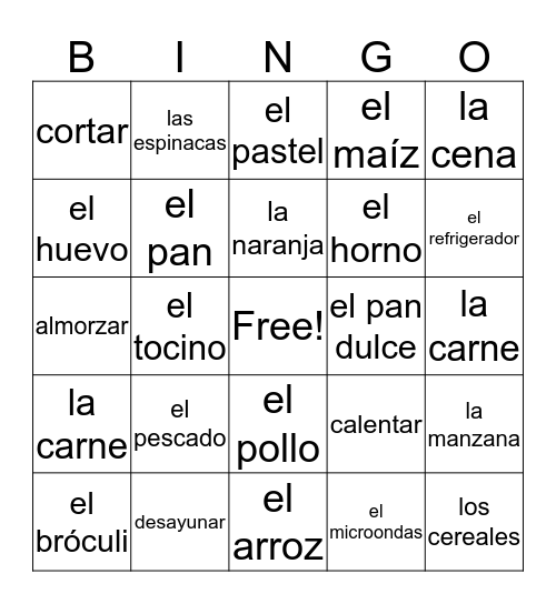 Vocab 6B Bingo Card