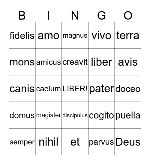Latin Weeks 1-4 Bingo Card