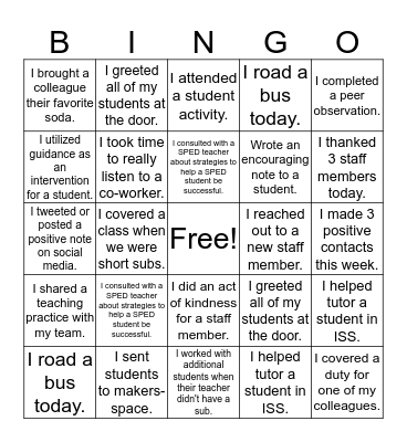 LMS Faculty/Staff Bingo Card
