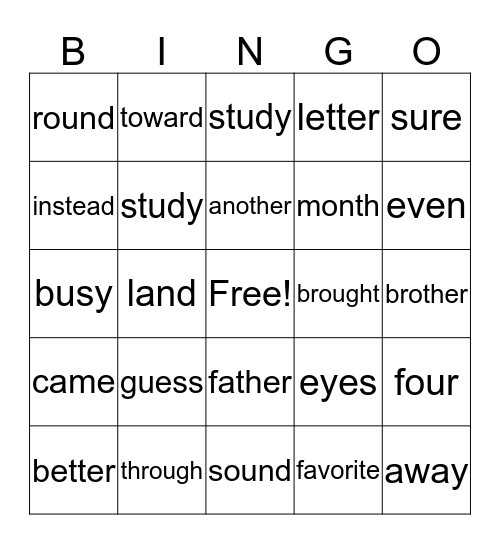Grade 2 - November Bingo Card
