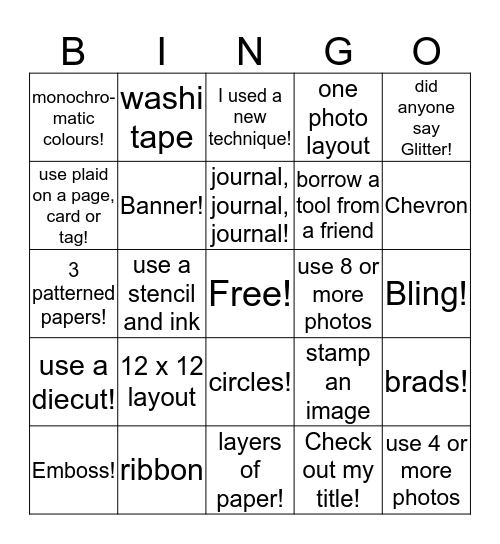 Scrapbooking Ideas.........Bingo!  Bingo Card