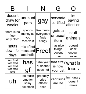 Jessi Bingo Card