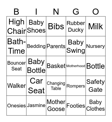 JASMINE & JOHN'S BABY SHOWER Bingo Card