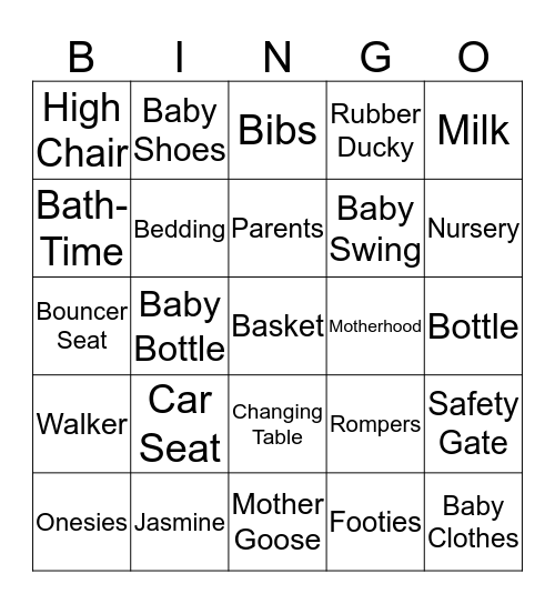 JASMINE & JOHN'S BABY SHOWER Bingo Card